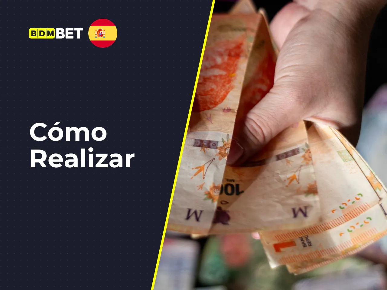 Cómo realizar un depósito en BDMBet. Para el depósito de fondos en cuenta, el cliente accede a su balance en la sección de cajero, selecciona el método deseado e ingresa un monto igual o superior al u